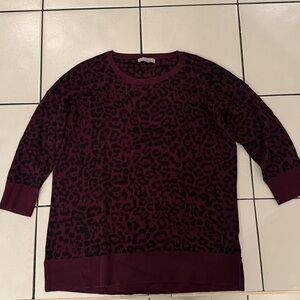 Banana Republic Burgundy and Black Leopard Sweater